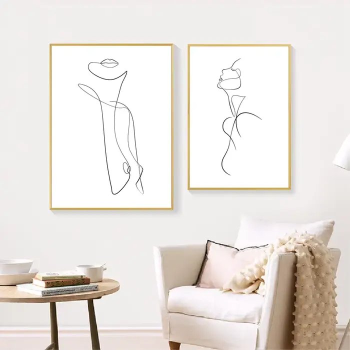 Femme nue abstraite une ligne dessin Art toile peinture imprime