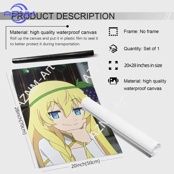 Affiche sur toile HD avec calligraphie et peinture d'anime japonais K-KonoSuba