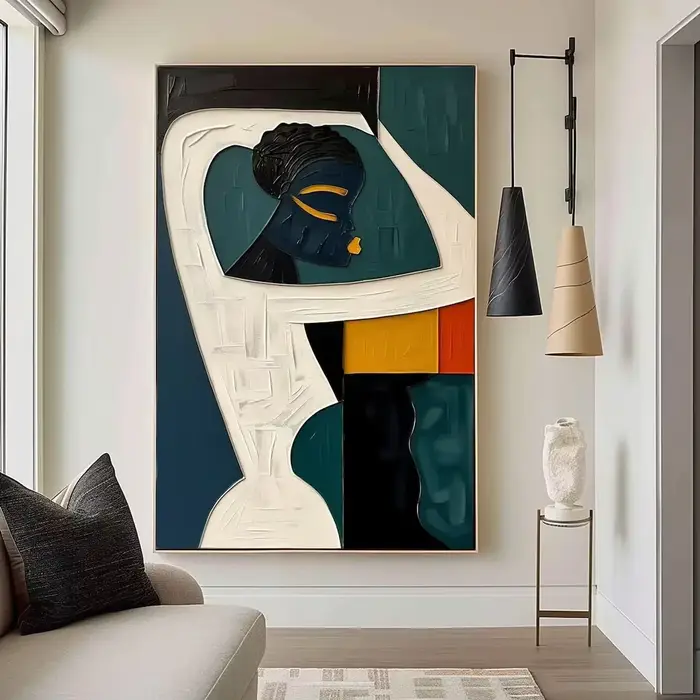 Grande peinture murale texturée 3D colorée, peinture sur toile abstraite originale peinte à la main,