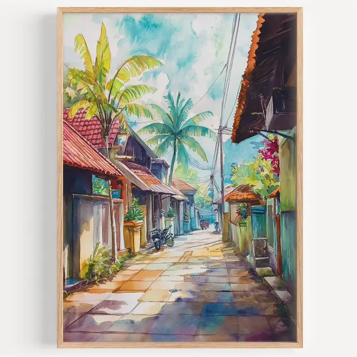 Toile de peinture à l'aquarelle Lombok