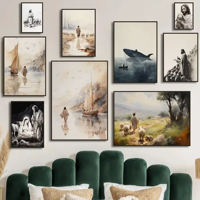 Affiche d'art de jésus marche sur l'eau