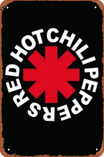 RHCP Logo rouge piment fort poivrons rouge piment chaud décor étain signe affiche en métal