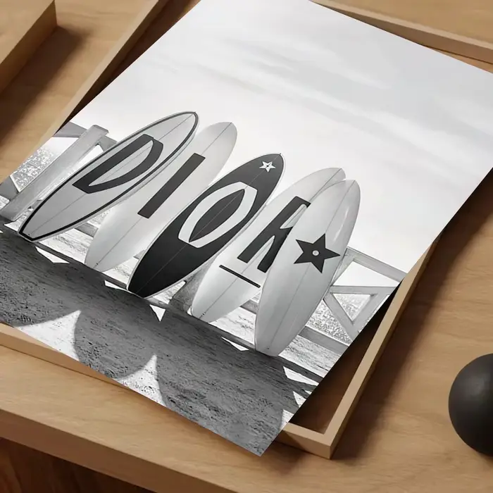 Affiche auto-adhésive en papier imperméable, 1 pièce, palmier noir et blanc, paysage de plage, photo