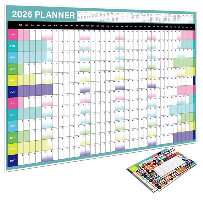 Nouveau calendrier 2026 grand calendrier mural 365 jours feuille de planification liste de choses à 