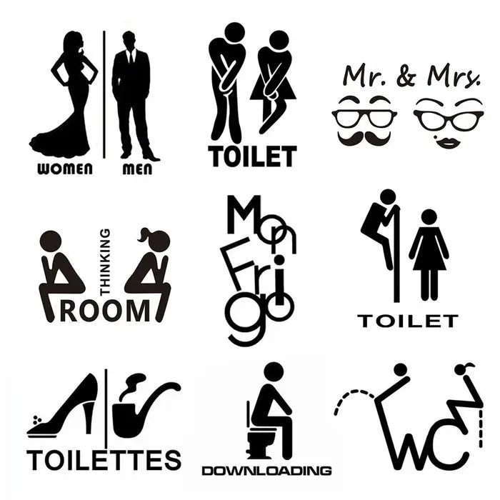 Perfec3D-Autocollants Muraux avec Signe d'Entrée de Toilette pour Homme et Femme