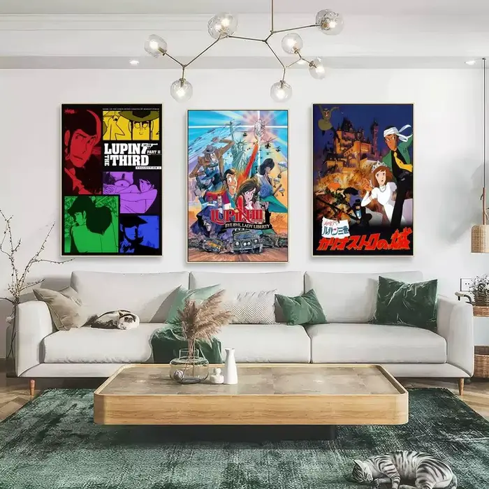 Lupin le troisième et moi Nifushi Manga Amine affiche d'art auto-adhésive autocollant en papier imperméable café maison Bar autocollants muraux
