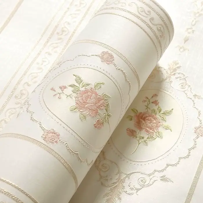 Papier Peint Floral Style Pastoral Européen Non-Tissé pour Salon, Chambre Chaleureuse, Mur de Fond, Décoration Intérieure