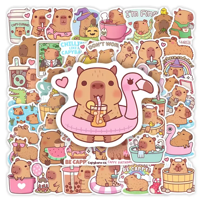 Autocollant Capybara de dessin animé mignon, Animal de compagnie amusant, jouets pour enfants, cadea