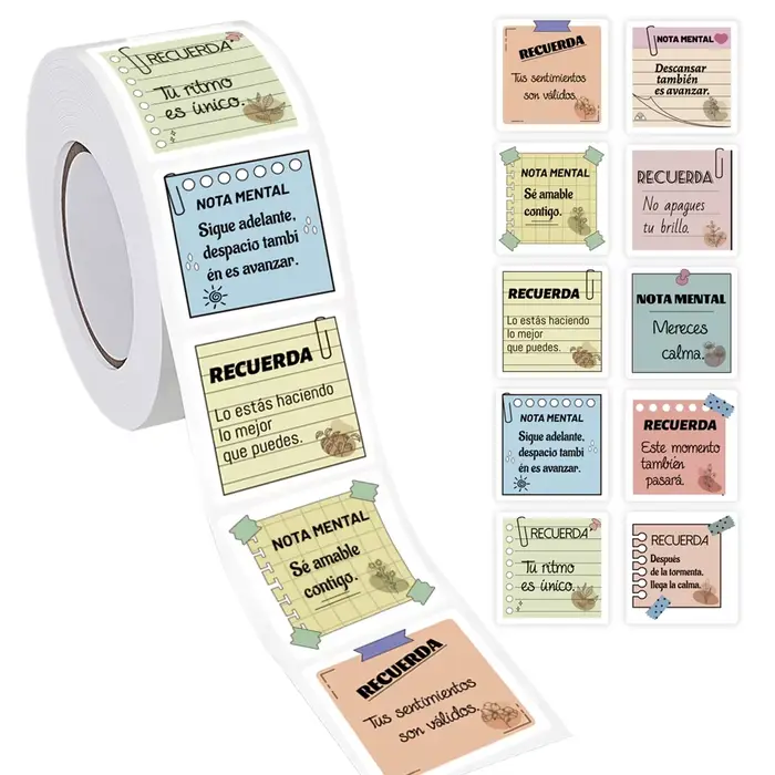 Rouleau d'autocollants de rappel mental espagnol, étiquettes de motivation pour Scrapbook auto-adhés