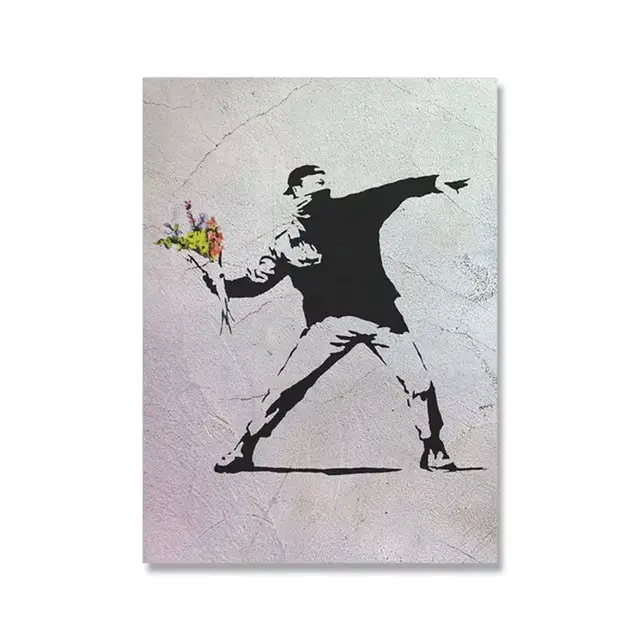 Banksy Graffiti œuvre toile peinture imprime mur Art photos fille avec ballon rouge noir blanc affic