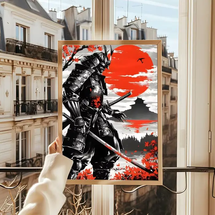 Affiche de samouraï HD, autocollants muraux auto-adhésifs, décoration de maison, chambre à coucher e