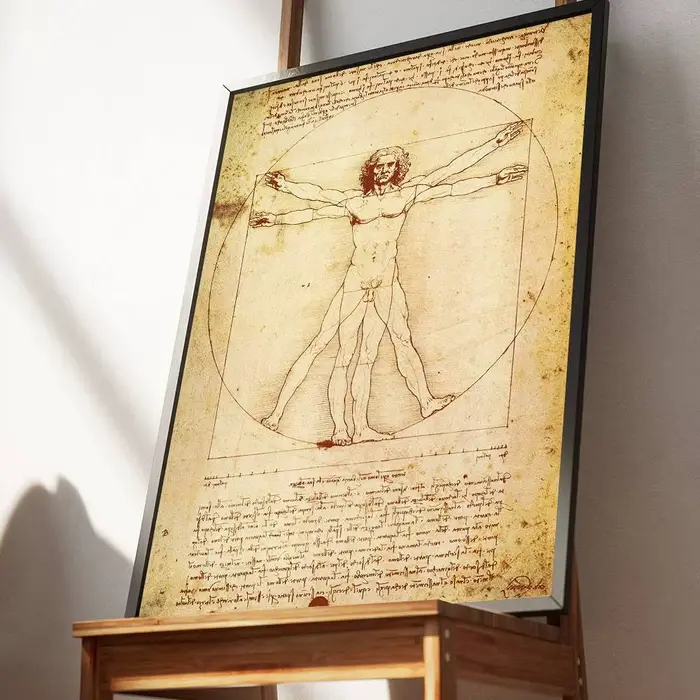 Affiche artistique de l'homme de Vitruve, manuscrit de Léonard de Vinci, avec impressions, décoratio