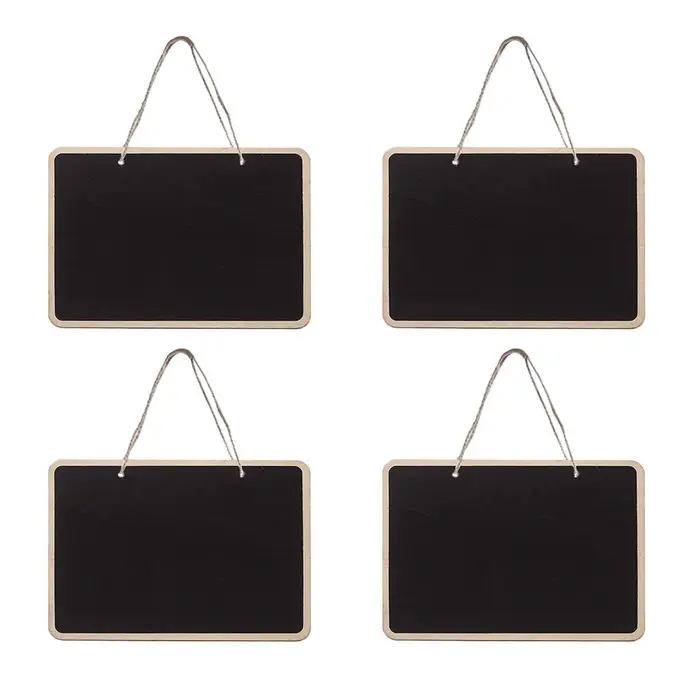 Tableau noir en bois d'arate Double face suspendu, 4 pièces