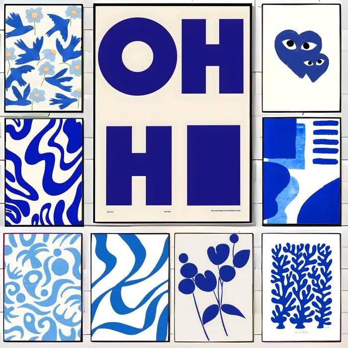 Affiche abstraite bleu Klein