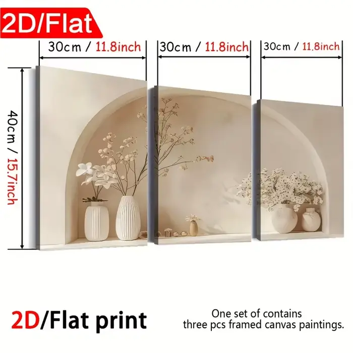 3 tableaux sur toile encadrés de style minimaliste moderne