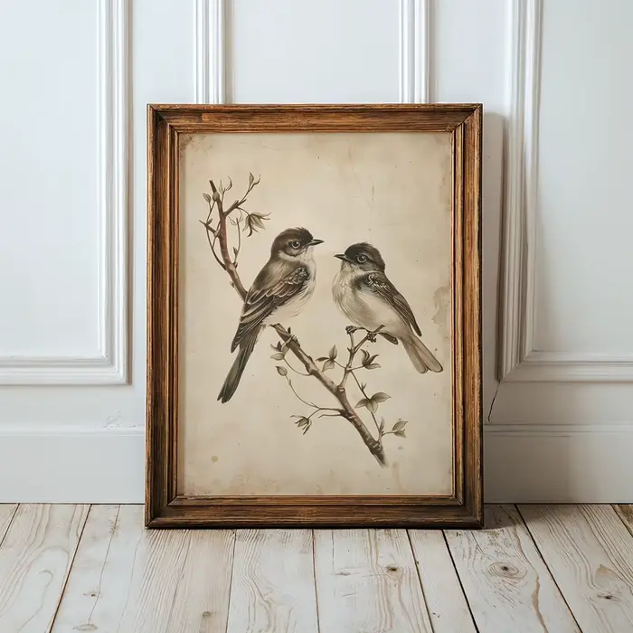 Affiche d'art d'oiseau Vintage imprimée