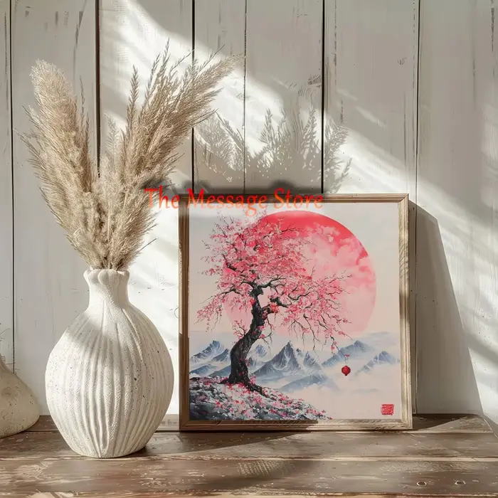 Affiche carrée rétro samouraï japonais