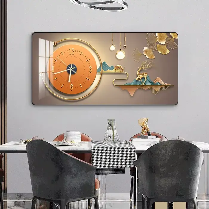 Horloge murale rectangulaire en porcelaine de cristal