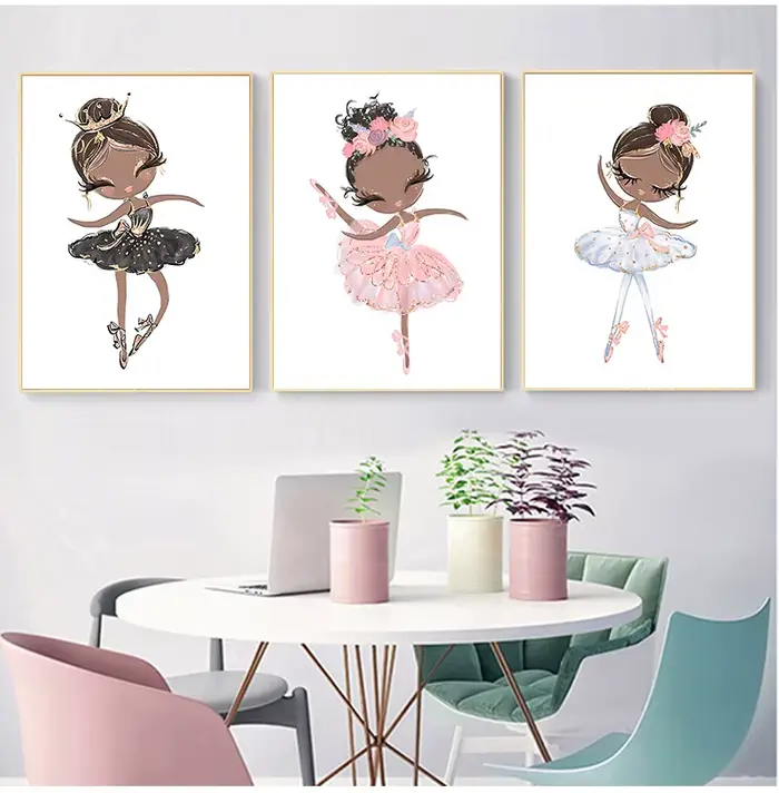 Affiche de toile de petite princesse ballerine