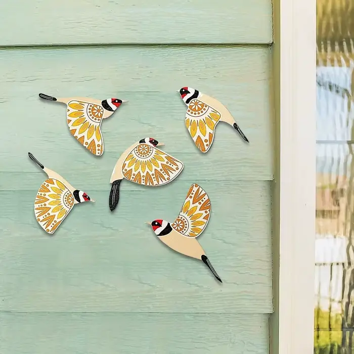 5 pièces de décorations murales modernes en bois en forme d'oiseaux volants