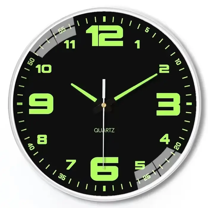Horloge murale lumineuse de 8 pouces, horloge murale décorative pour salon, élégante, silencieuse, s