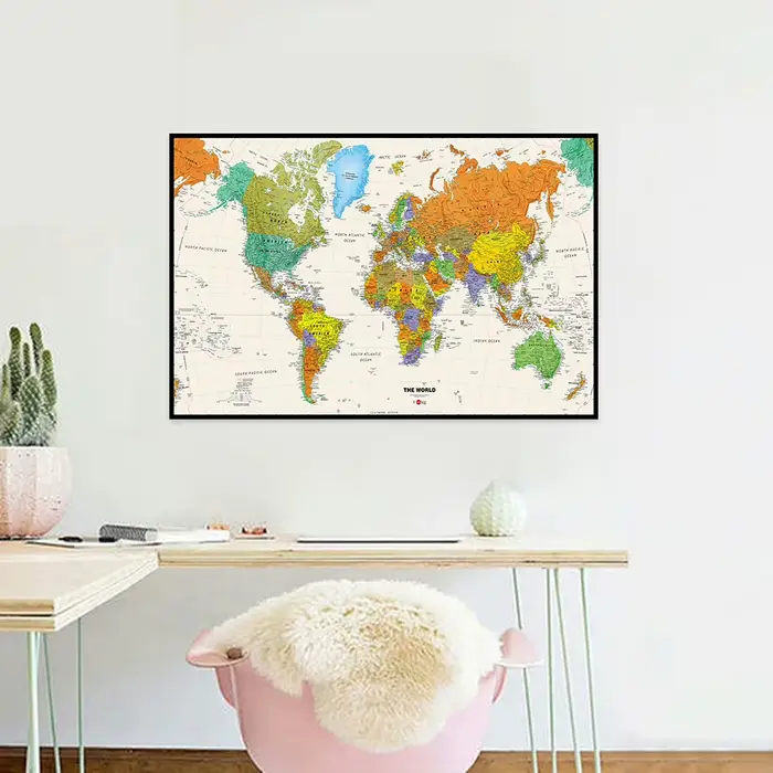 Affiches murales Vintage de carte du monde 59x42cm, imprimés d'art mural moderne, peinture sur toile, image pour l'éducation, fournitures scolaires et de bureau à domicile