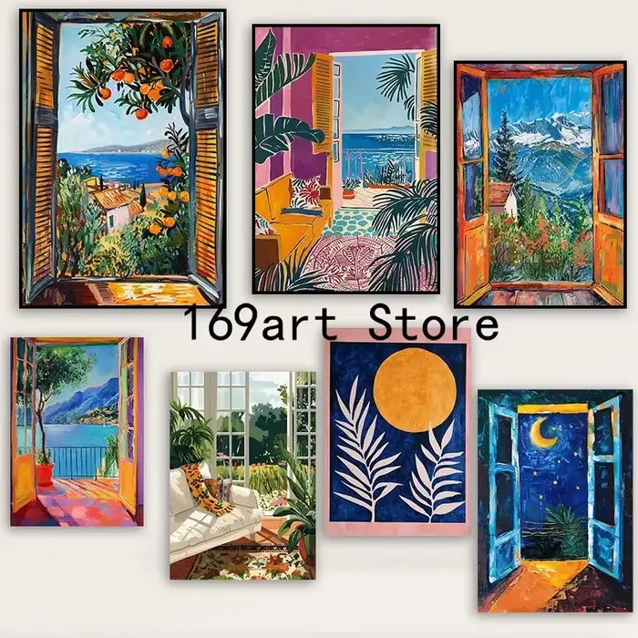 Fenêtre ouverte vue côtière Henri Matisse Style mer Orange arbre Art affiche toile peinture impressions murales photo
