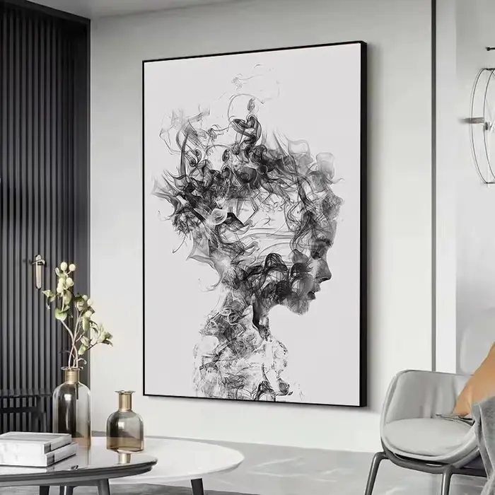 Affiche de plumes abstraites noires et blanches