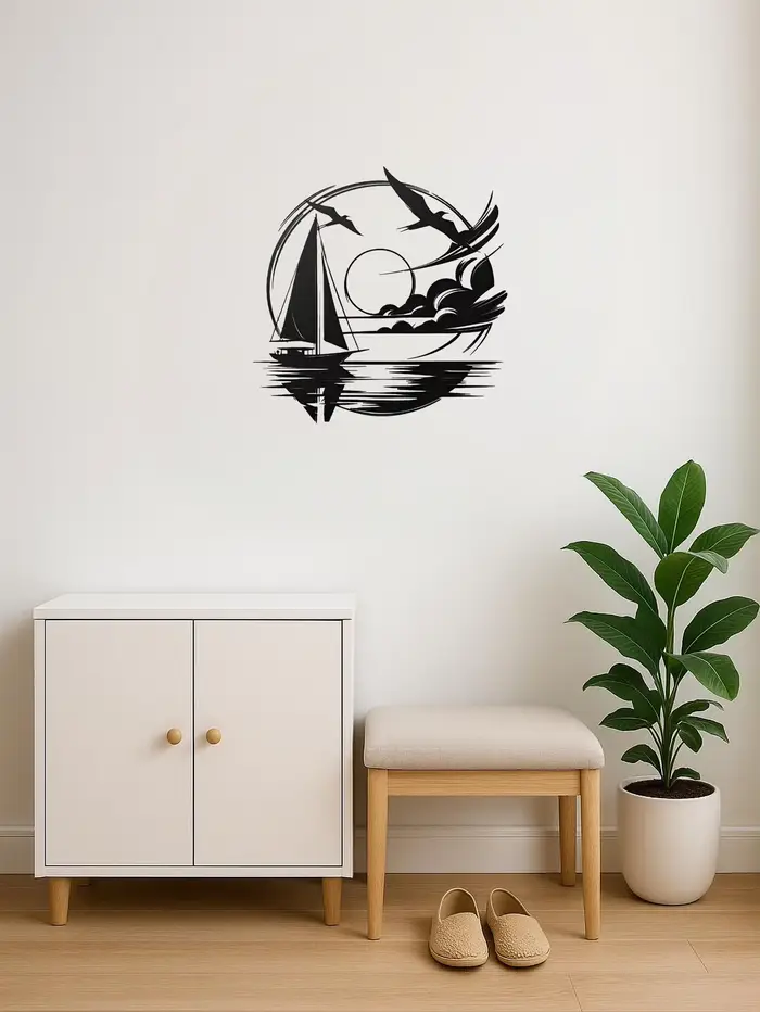 Idée cadeau nautique pour la maison – Décoration murale en métal pour voilier étanche pour espaces modernes