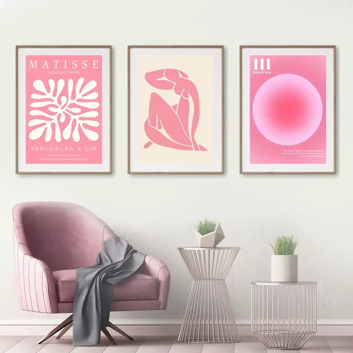 Affiches sur toile de Matisse pour décor de salon, peinture murale, galerie, impressions d'art, femme, cuir chevelu, fleur, clics, ange, numéro, rose