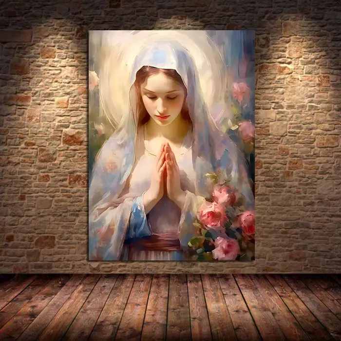 Affiche d'art de la Sainte Vierge Marie avec l'enfant