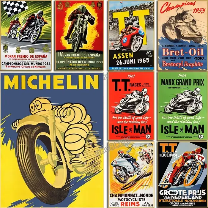 Affiches de championnat du monde de courses de motos Vintage 24 heures