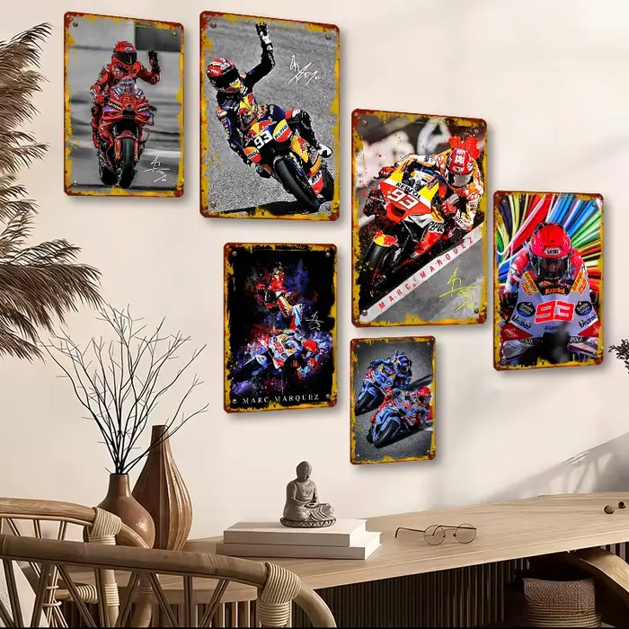 Affiches métalliques personnalisables MotoGP du légendaire pilote Marc