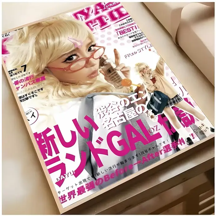 Affiche tendance rose style magazine japonais G-Gyaru, décoration d'intérieur haut de gamme pour la maison et les bars