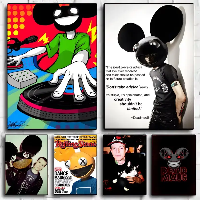 Affiche de D-Deadmau5 DJ affiche HD art collant mur étanche maison salon chambre bar décoration esthétique
