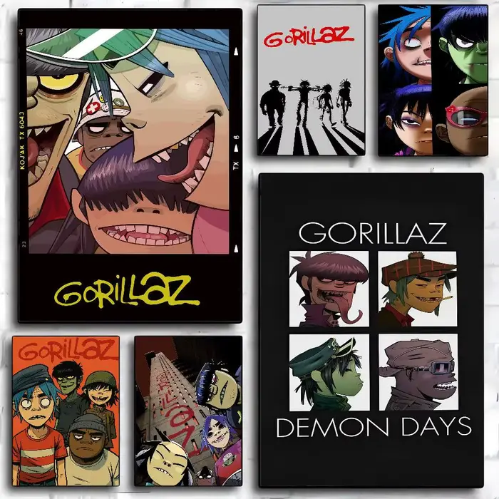 Affiche d'art auto-adhésive de groupe de Rock de dessin animé virtuel Gorillaz