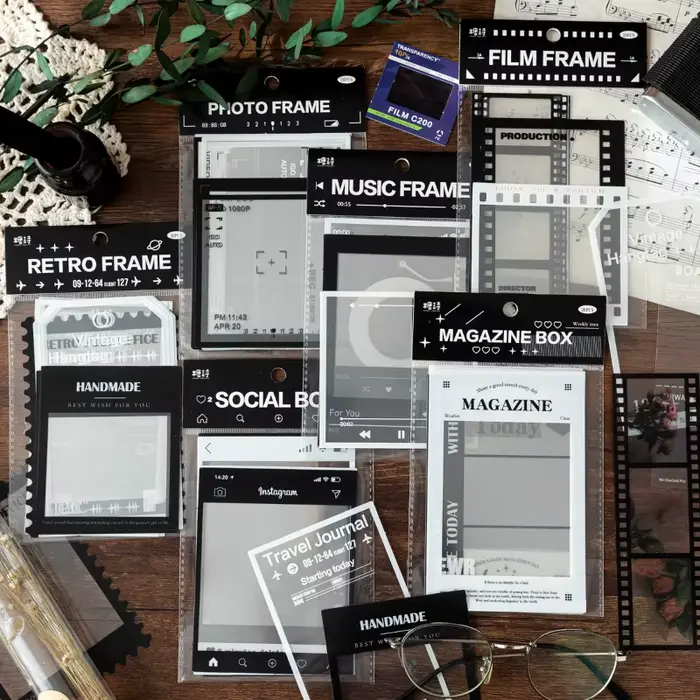 15 pièces INS cadre photo Transparent bricolage autocollants décoratifs pour Album journal intime fait à la main