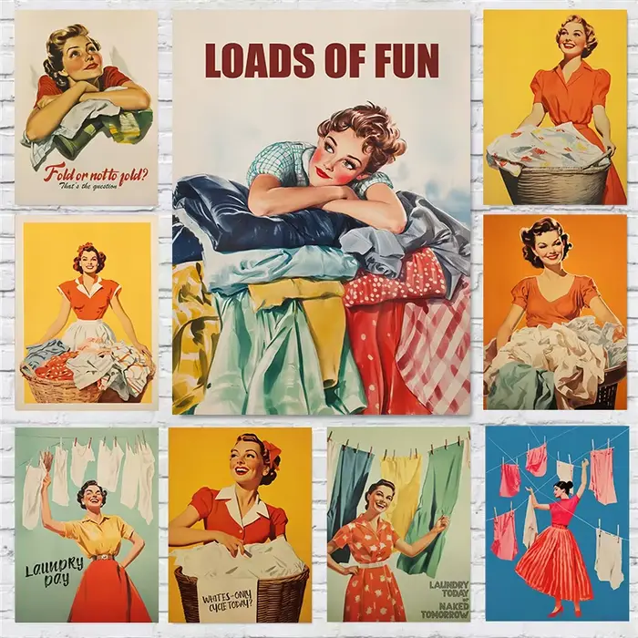 Affiche murale rétro pour femme au foyer
