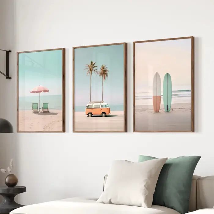 Lot de 3 affiches rétro de surf