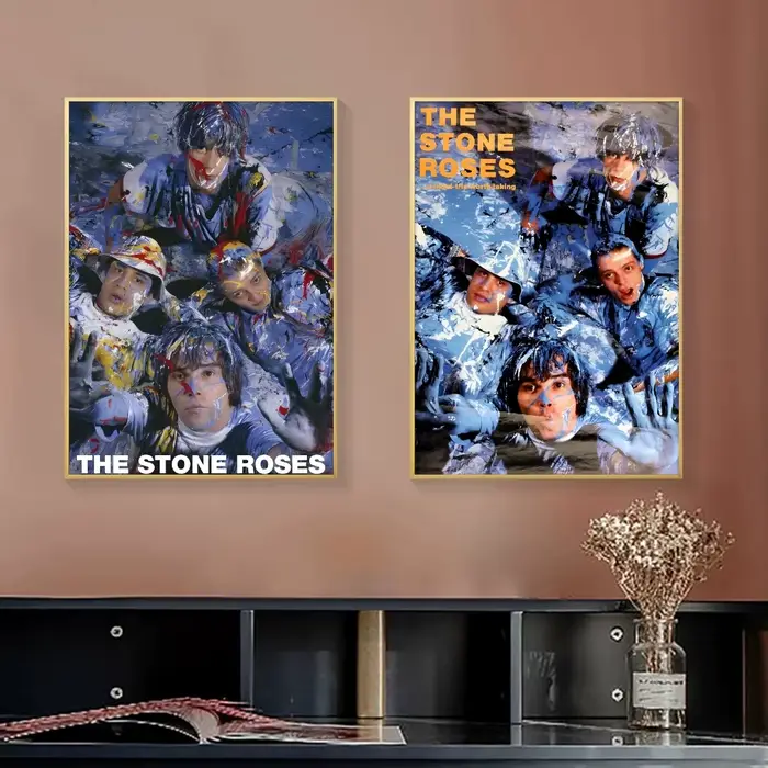 Affiche sur toile avec peinture et calligraphie de la groupe The S-Stone Roses