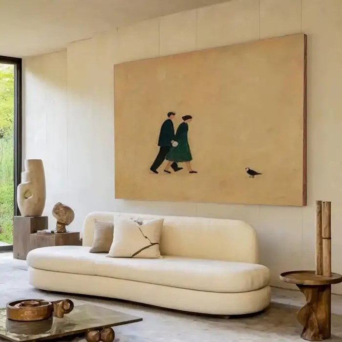 Peinture à l'huile abstraite artisanale de grande taille sur toile