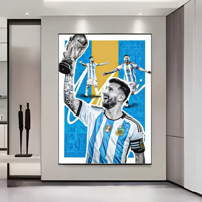 Affiche autocollante de la star du football L-Lionel M-Messi, autocollant en papier imperméable, déc