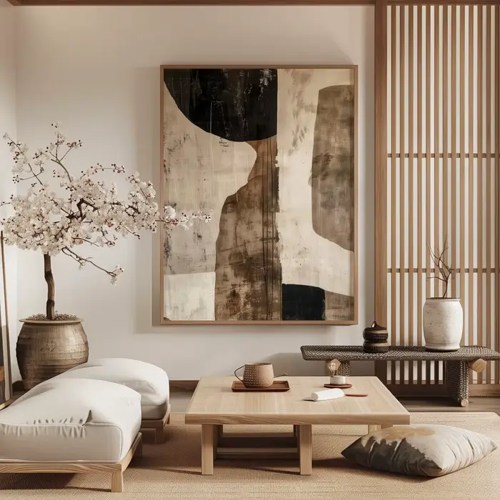 Affiche sur toile abstraite Wabi Sabi japonaise