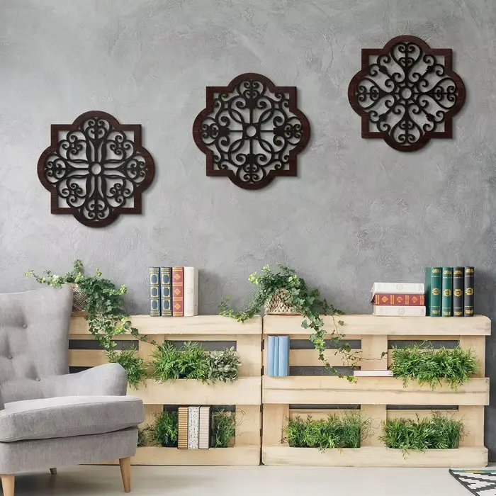 Décoration murale rustique en bois épais