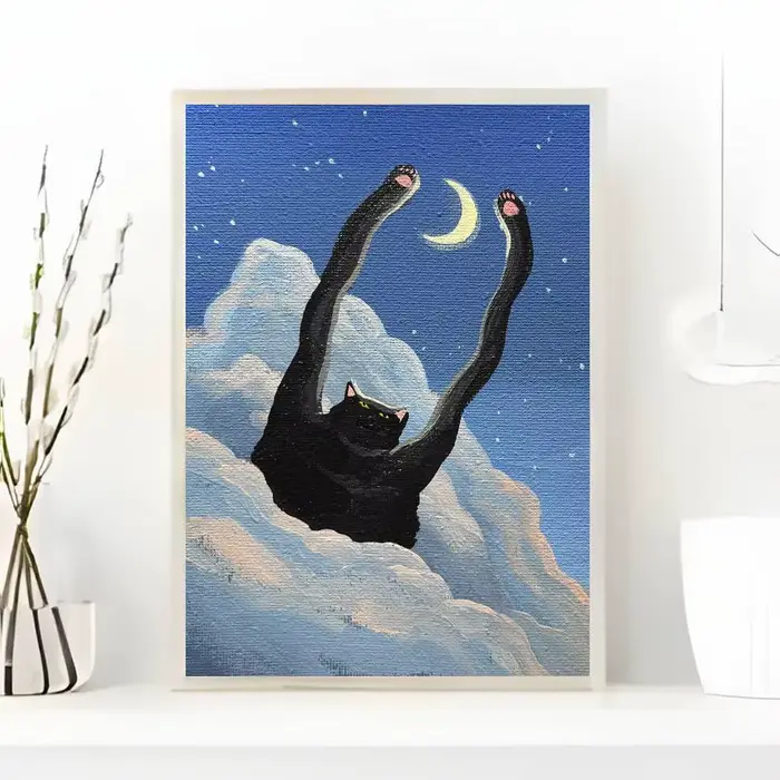 Affiche d'art drôle et mignon de chat l-lovers, avec imprimés, décoration de maison, chambre à couch