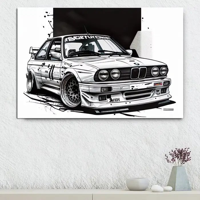 Art mural de voiture de course de luxe avec graffiti