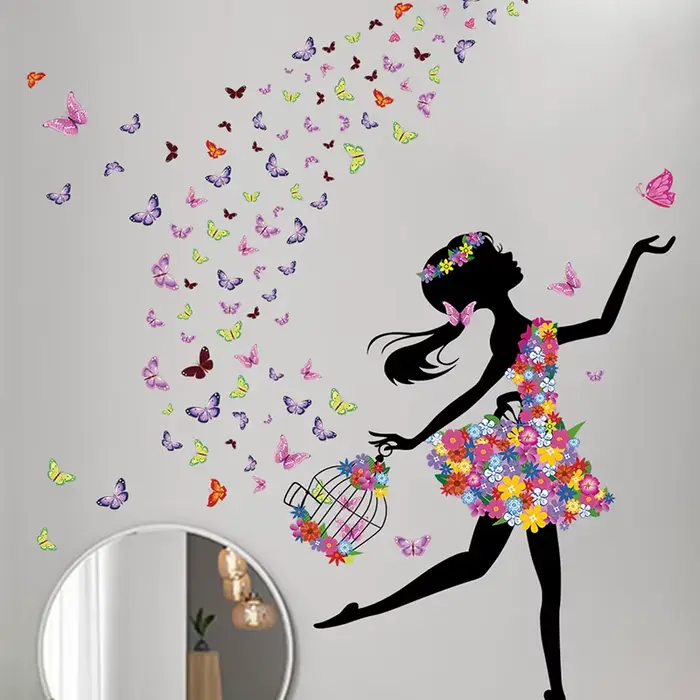 Autocollants Muraux Papillon pour Chambre d'Enfant Fille