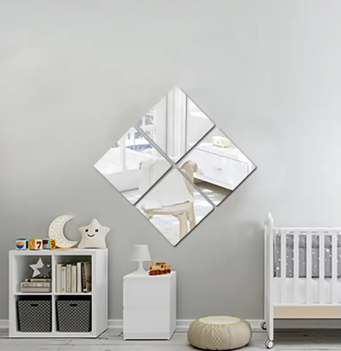 Miroir Carré Autocollant Mural en Acrylique Souple