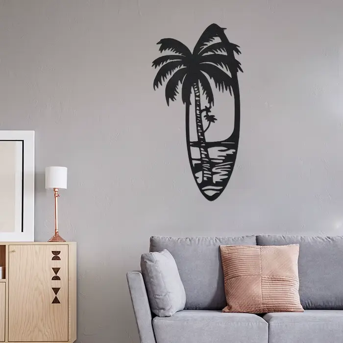 Décor artistique mural en métal noir
