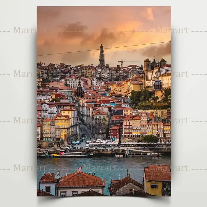 Douro rivière coucher de soleil paysage Art affiche et impressions Portugal Porto Architecture ville paysage mur Art toile peinture décor à la maison